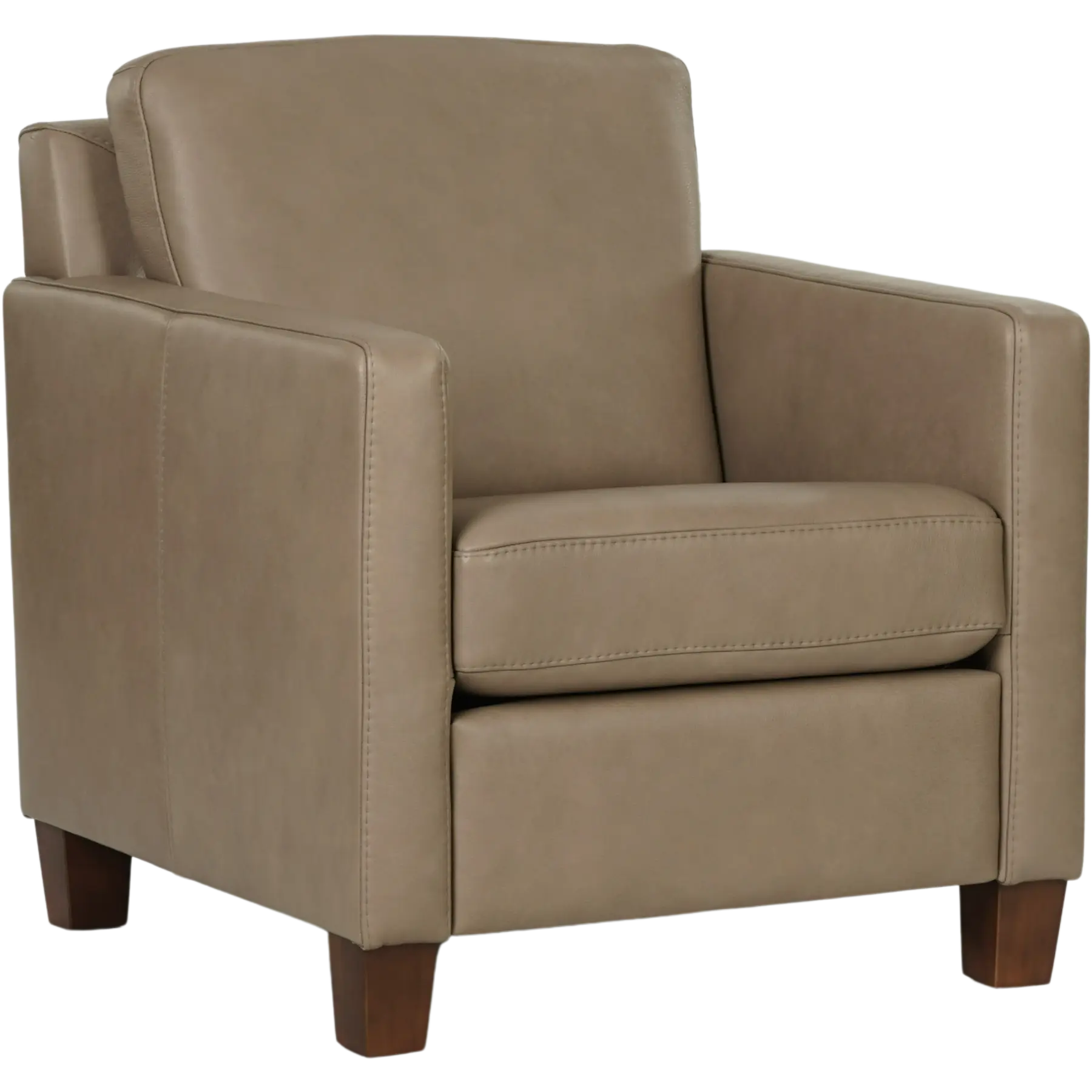 afbeelding van Set van 2 Leren fauteuils Smart - Granada Taupe (taupe/bruin) - Poten hout bruin