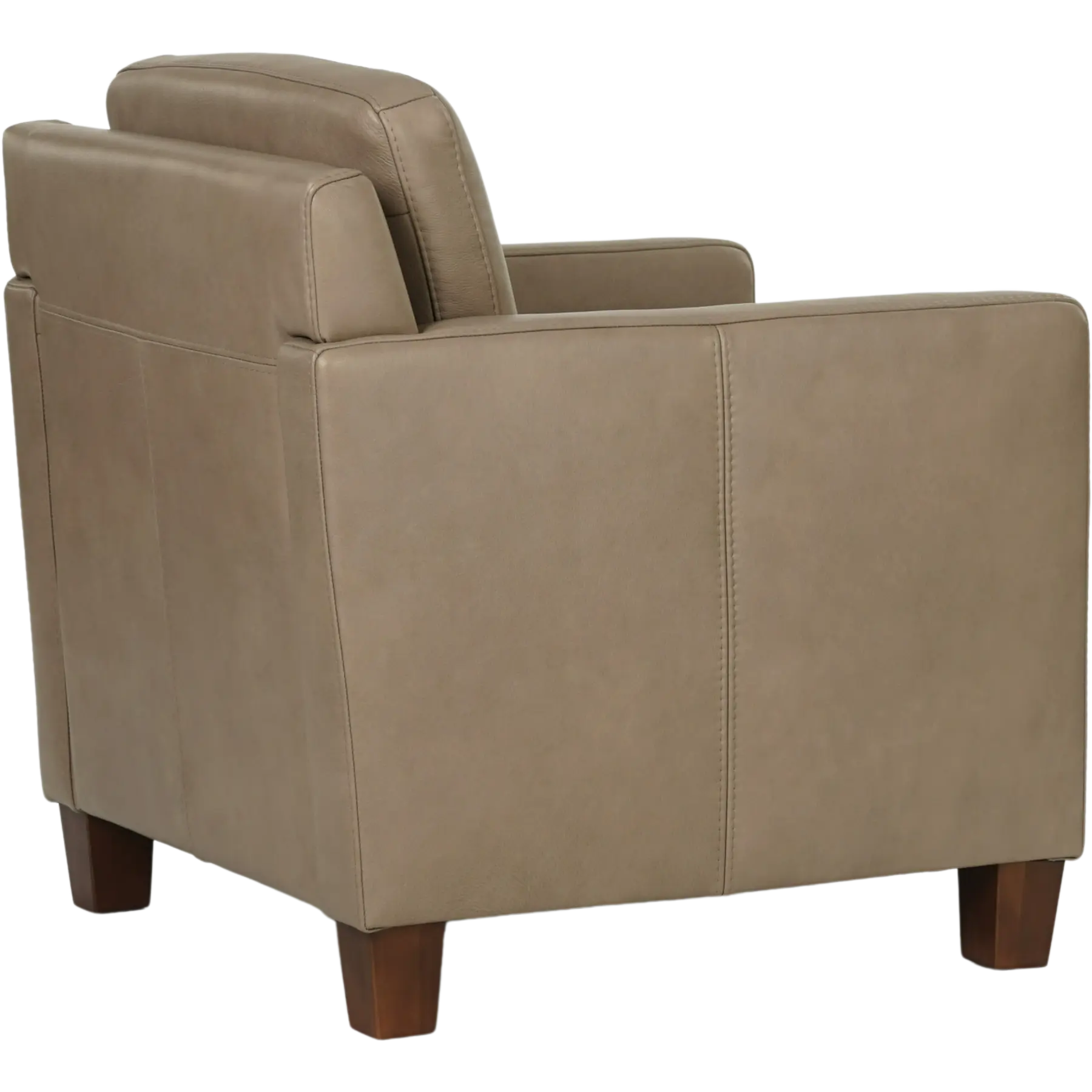 afbeelding van Set van 2 Leren fauteuils Smart - Granada Taupe (taupe/bruin) - Poten hout bruin