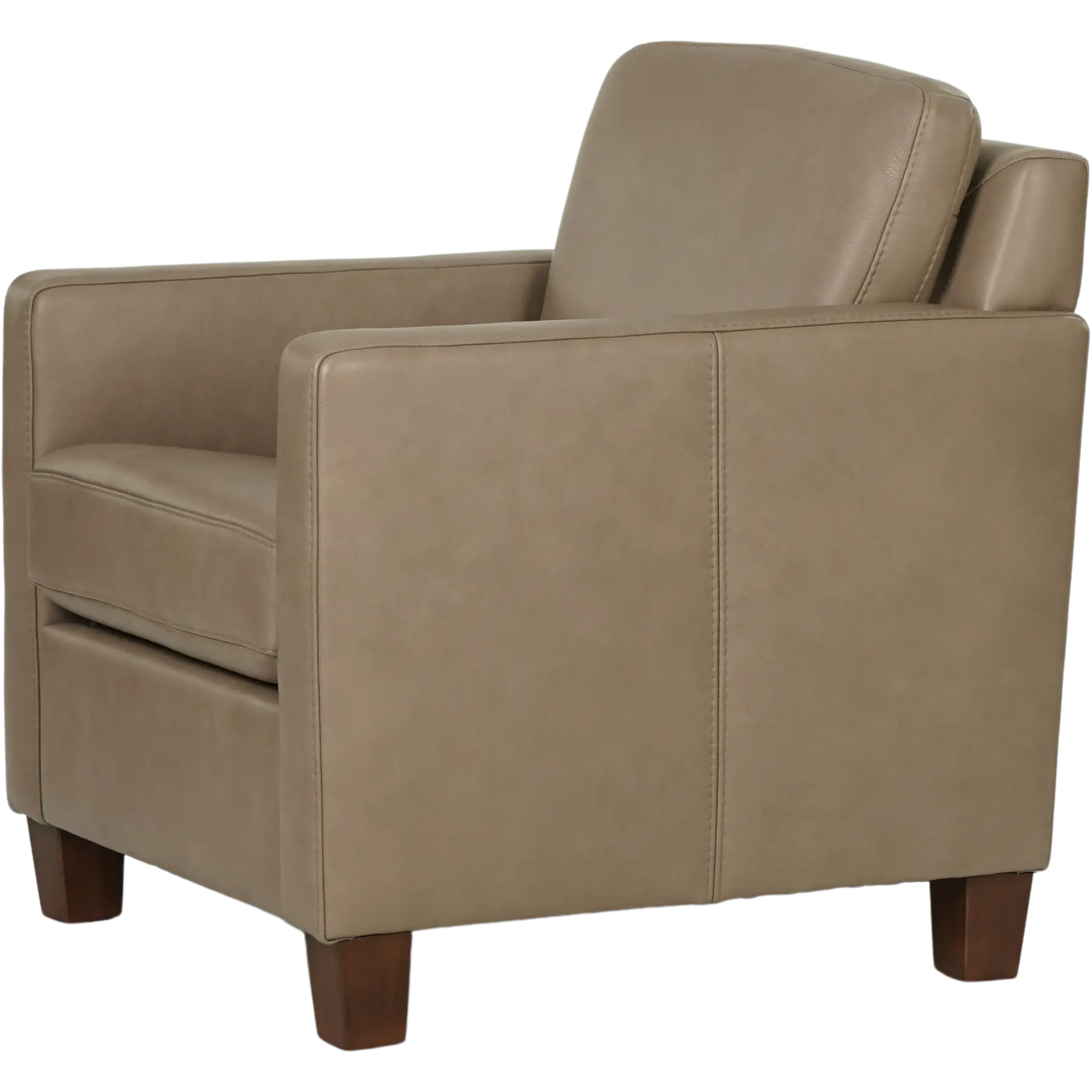afbeelding van Set van 2 Leren fauteuils Smart - Granada Taupe (taupe/bruin) - Poten hout bruin