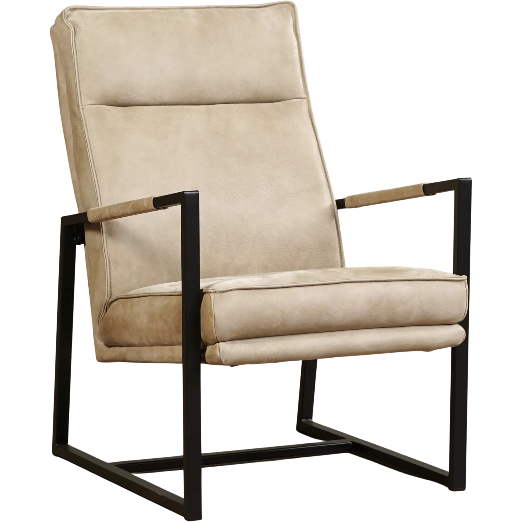 afbeelding van Set van 2 Leren fauteuils Square - Kenia Taupe (taupe/bruin)