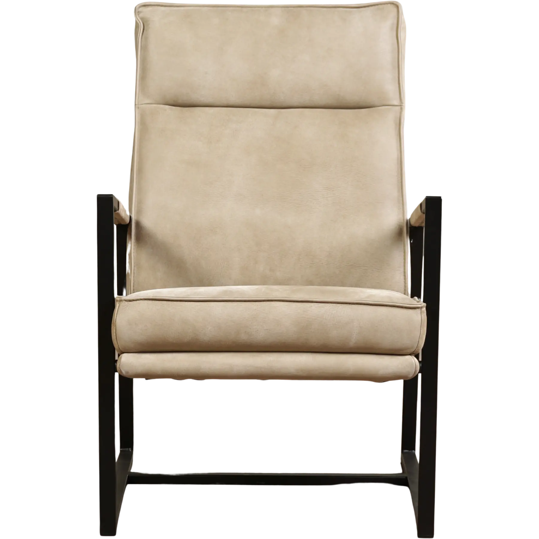 afbeelding van Set van 2 Leren fauteuils Square - Kenia Taupe (taupe/bruin)