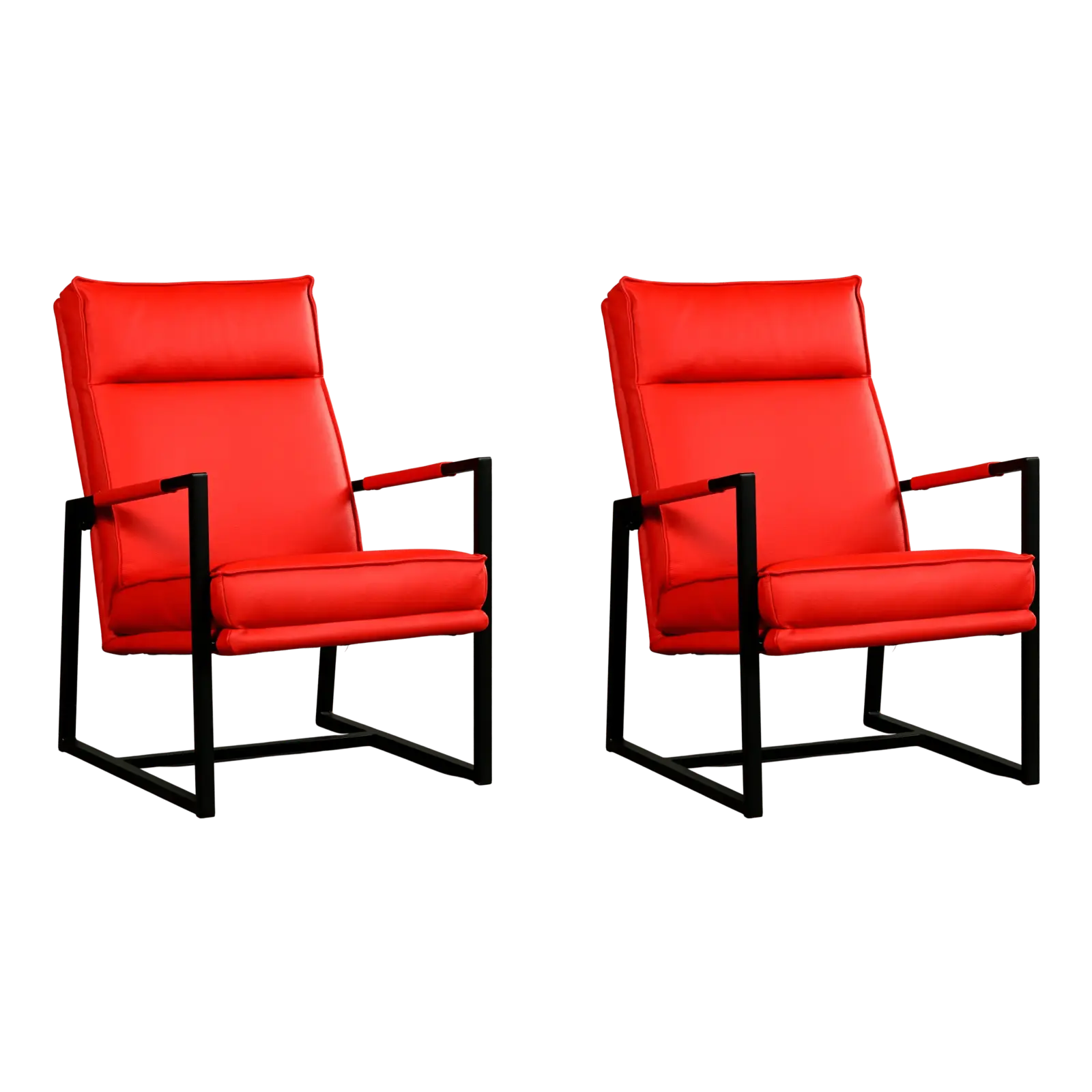 afbeelding van Set van 2 Leren fauteuils Square - Toledo Ferrari (felrood)