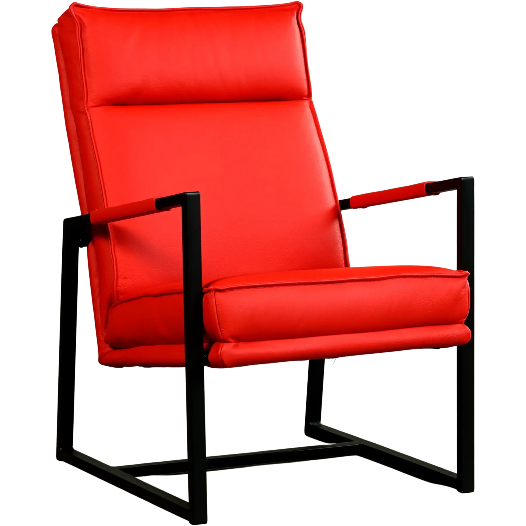 afbeelding van Set van 2 Leren fauteuils Square - Toledo Ferrari (felrood)