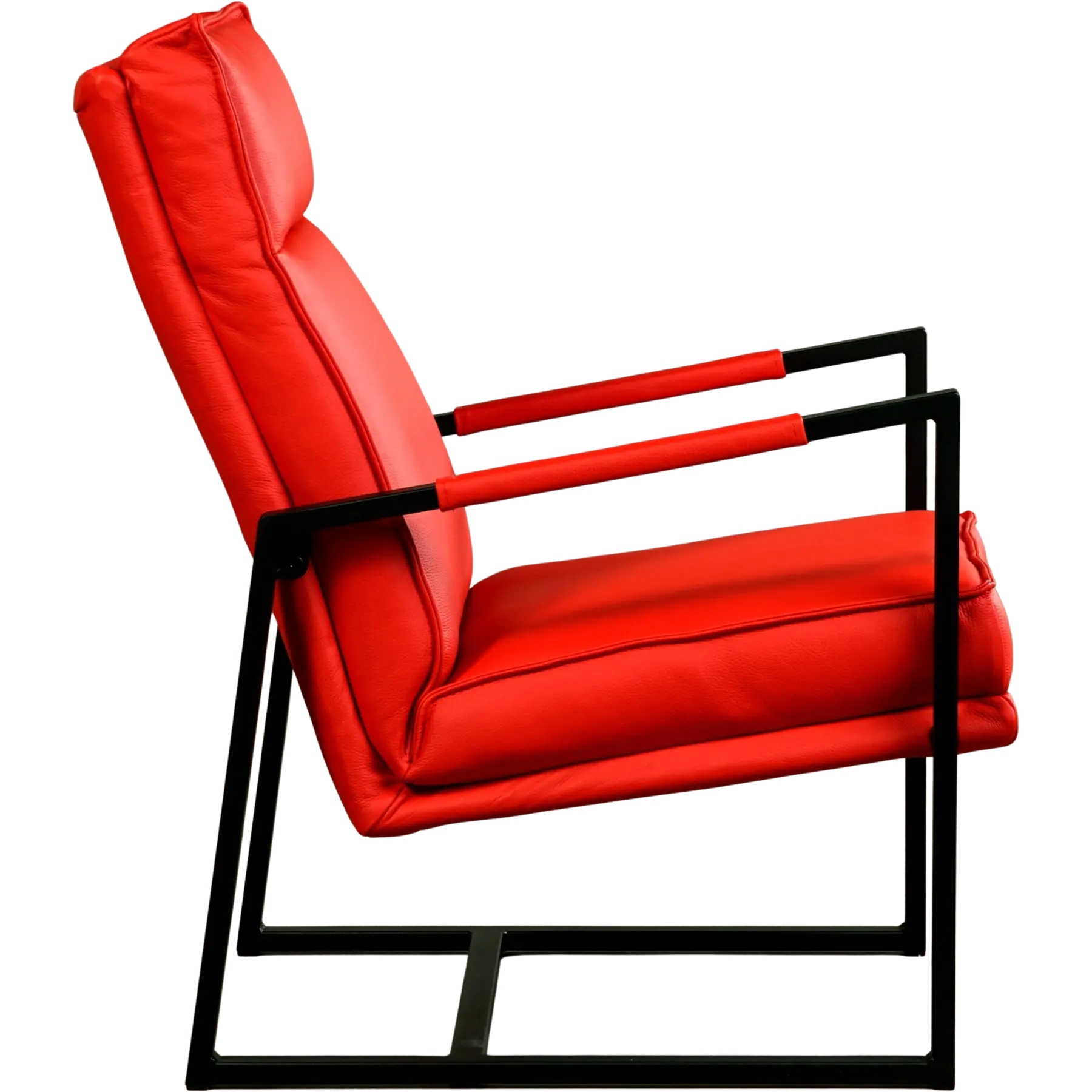 afbeelding van Set van 2 Leren fauteuils Square - Toledo Ferrari (felrood)