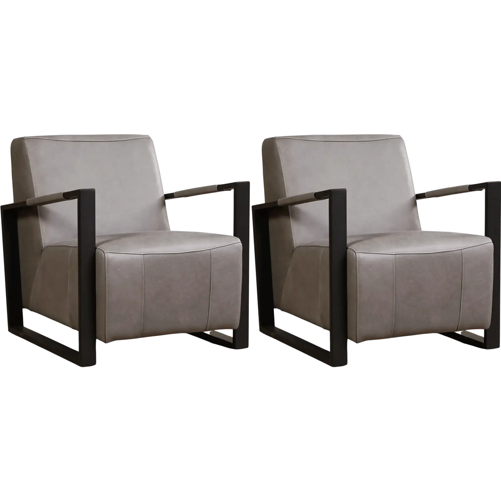afbeelding van Set van 2 Leren fauteuils Touch - Rancho Steel (grijs)