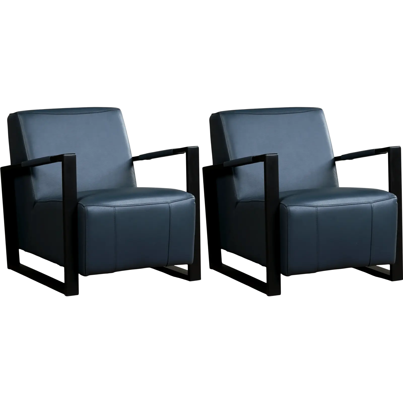 afbeelding van Set van 2 Leren fauteuils Touch - Toledo Marine (blauw)