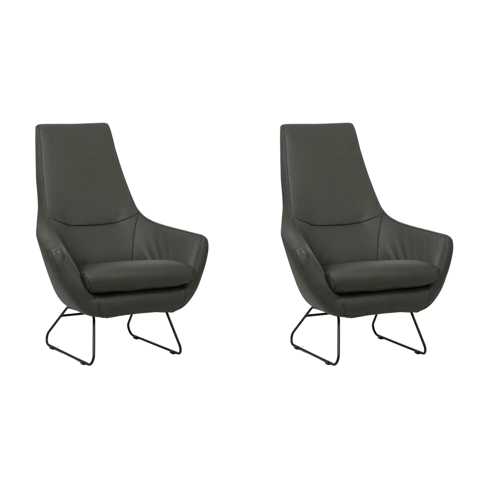 afbeelding van Set van 2 Leren fauteuils Trust - Hermes Antracite (donkergrijs)