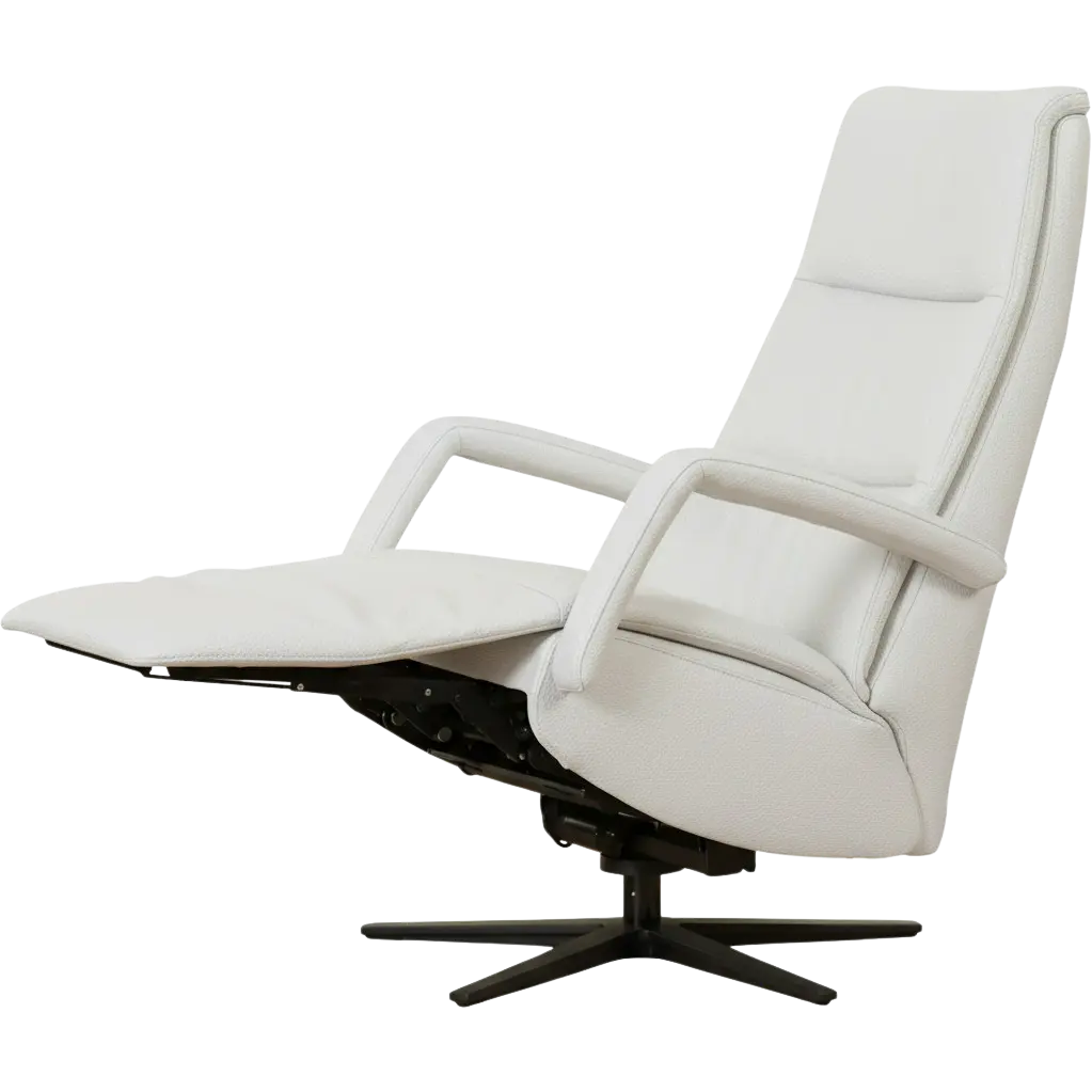 afbeelding van Leren relaxfauteuil met hartbalans Calm - Toledo Purewhite (wit) - medium - stervoet zwart (breed)