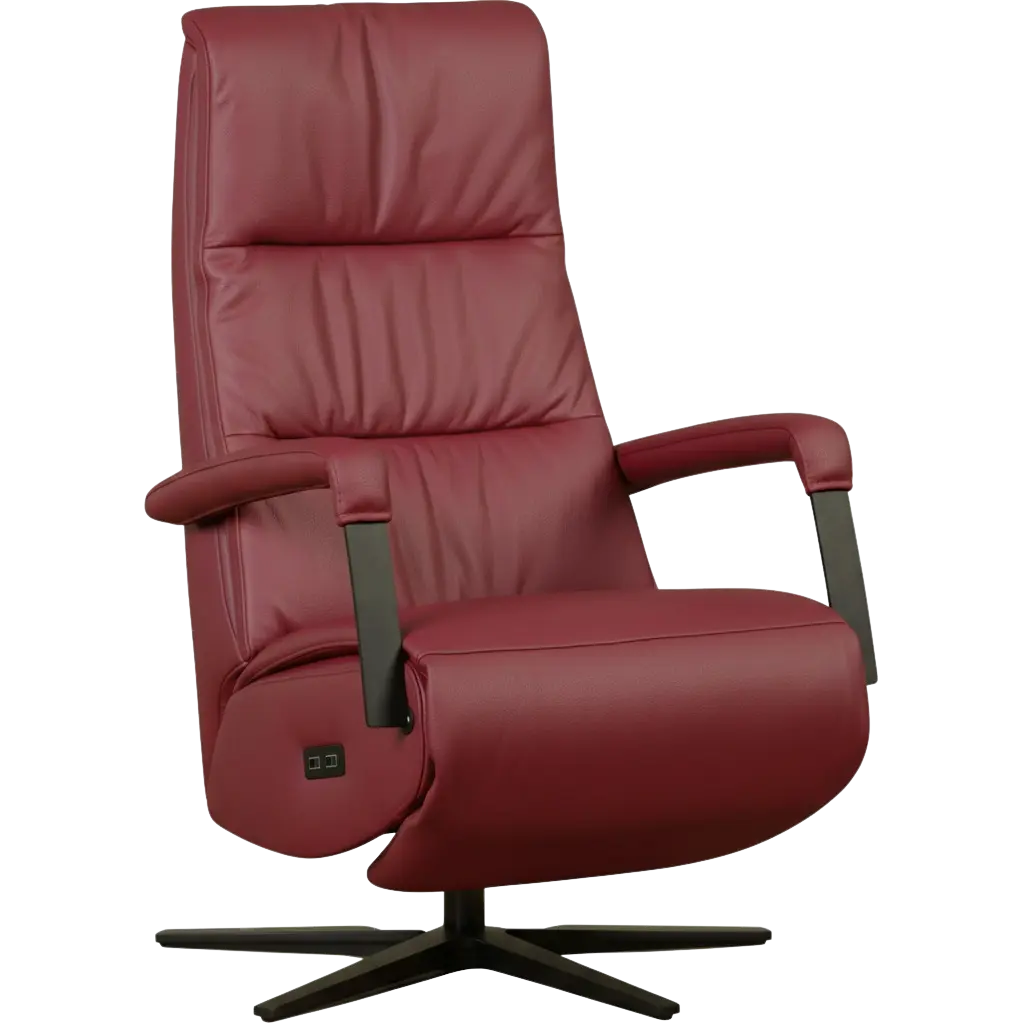 afbeelding van Leren relaxfauteuil met hartbalans Core - Massif Rubino (donkerrood) - large - stervoet zwart (breed)