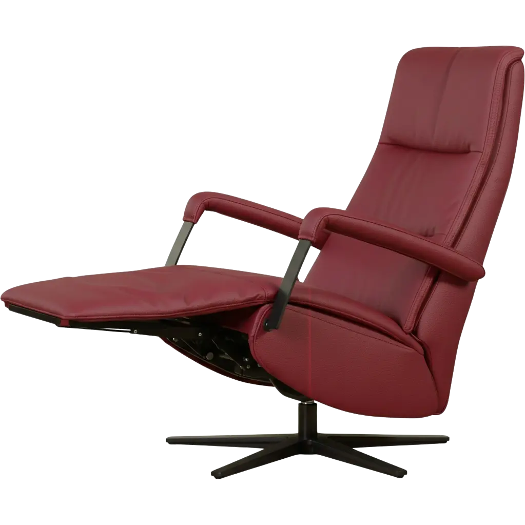 afbeelding van Leren relaxfauteuil met hartbalans Core - Massif Rubino (donkerrood) - large - stervoet zwart (breed)