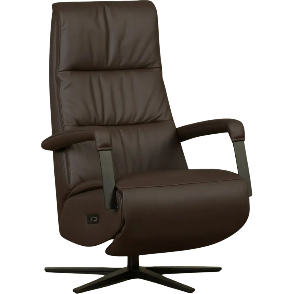 afbeelding van Leren relaxfauteuil met hartbalans Core - Toledo Espresso (bruin) - medium - stervoet zwart (breed)