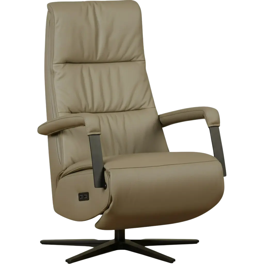 afbeelding van Leren relaxfauteuil met hartbalans Core - Toledo Mocca (taupe/bruin) - medium - stervoet zwart (breed)