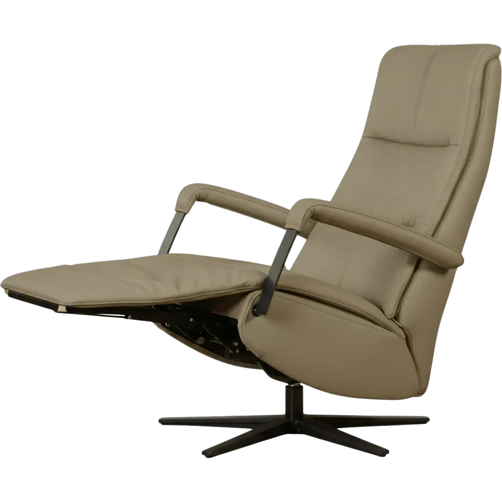 afbeelding van Leren relaxfauteuil met hartbalans Core - Toledo Mocca (taupe/bruin) - small - stervoet zwart (breed)