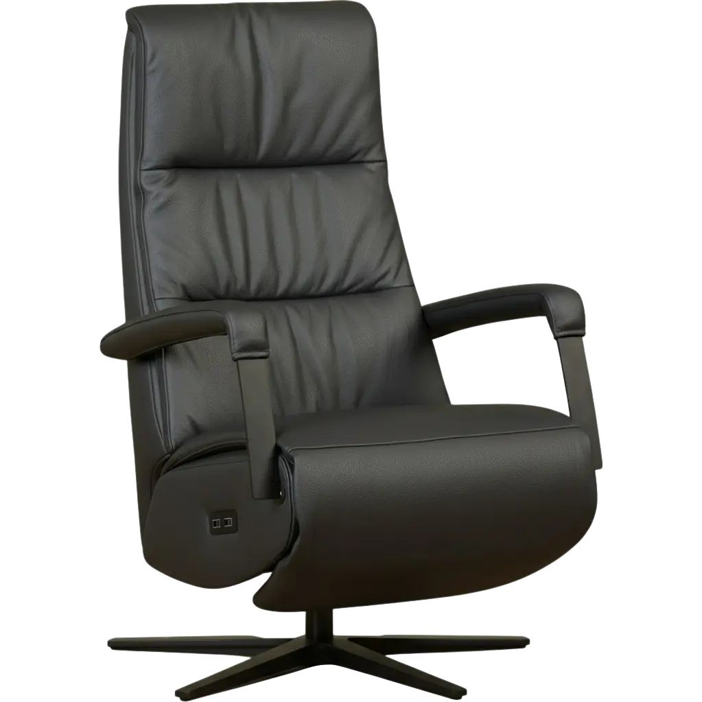 afbeelding van Leren elektrisch relaxfauteuil Core - Toledo Nero (zwart) - large - stervoet zwart (breed)