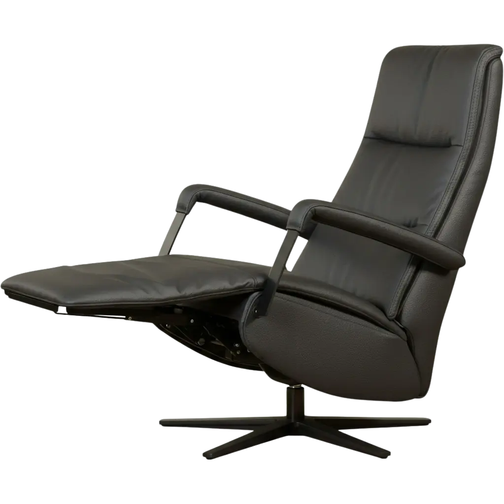 afbeelding van Leren relaxfauteuil met hartbalans Core - Toledo Nero (zwart) - medium - stervoet zwart (breed)