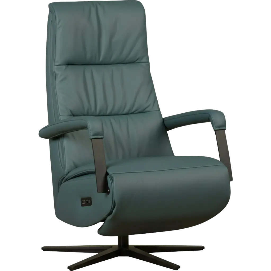 afbeelding van Leren sta-op-stoel Core - Toledo Whale (blauw/grijs) - large - stervoet zwart (breed)