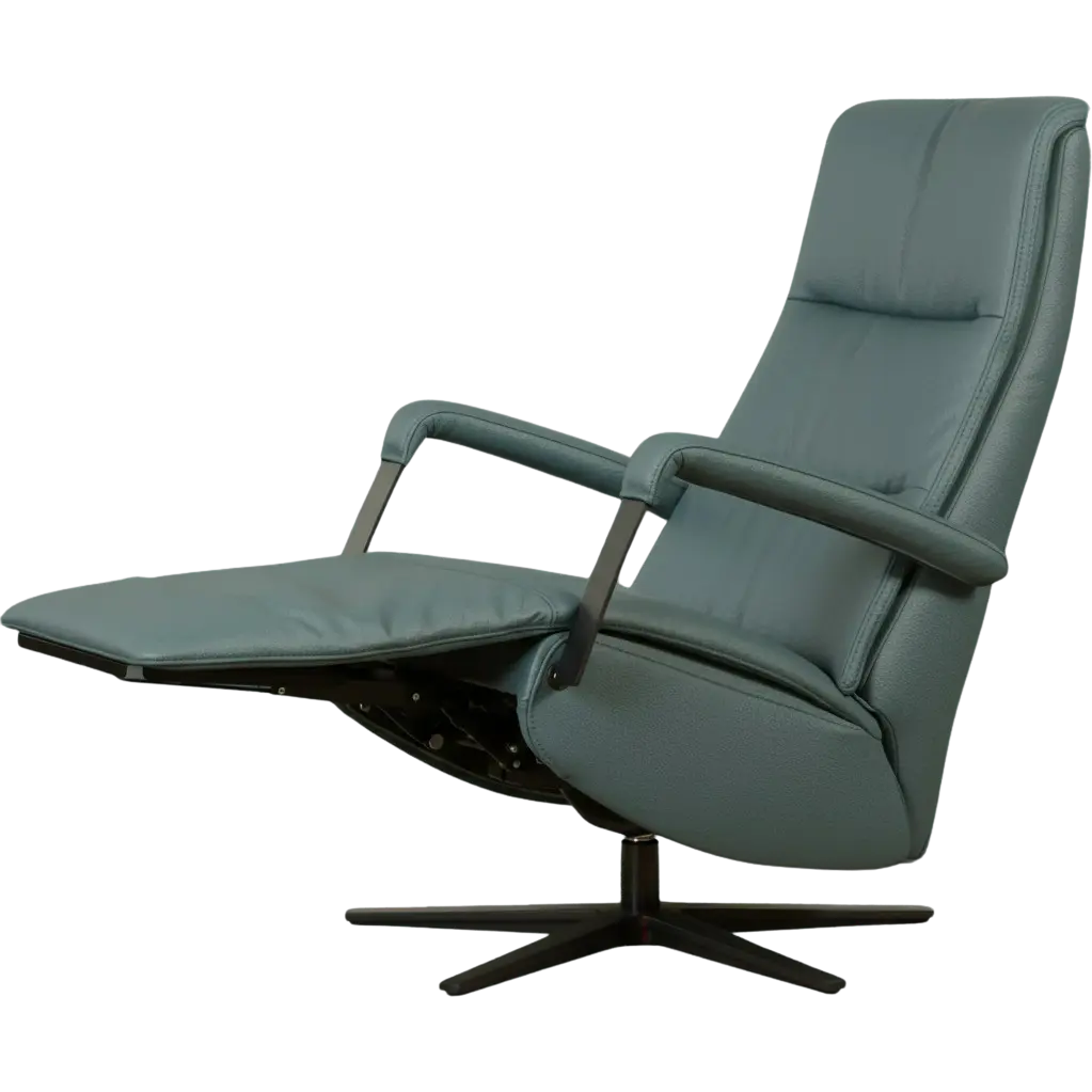 afbeelding van Leren relaxfauteuil met hartbalans Core - Toledo Whale (blauw/grijs) - small - stervoet zwart (breed)