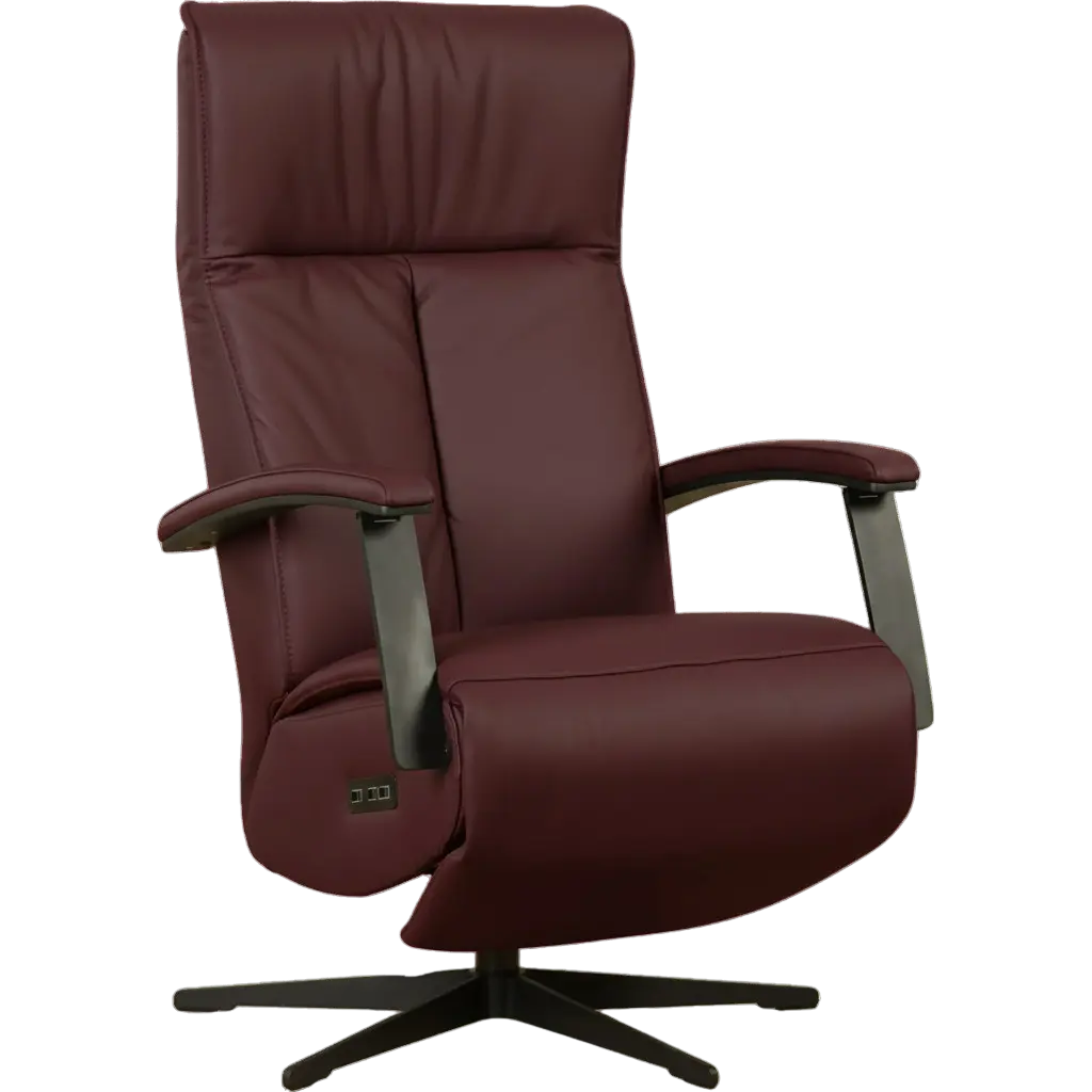 afbeelding van Leren relaxfauteuil met hartbalans Pure - Toledo Bordeaux (donkerrood) - medium - stervoet zwart (slank)