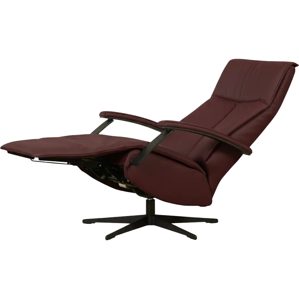 afbeelding van Leren relaxfauteuil met hartbalans Pure - Toledo Bordeaux (donkerrood) - medium - stervoet zwart (slank)