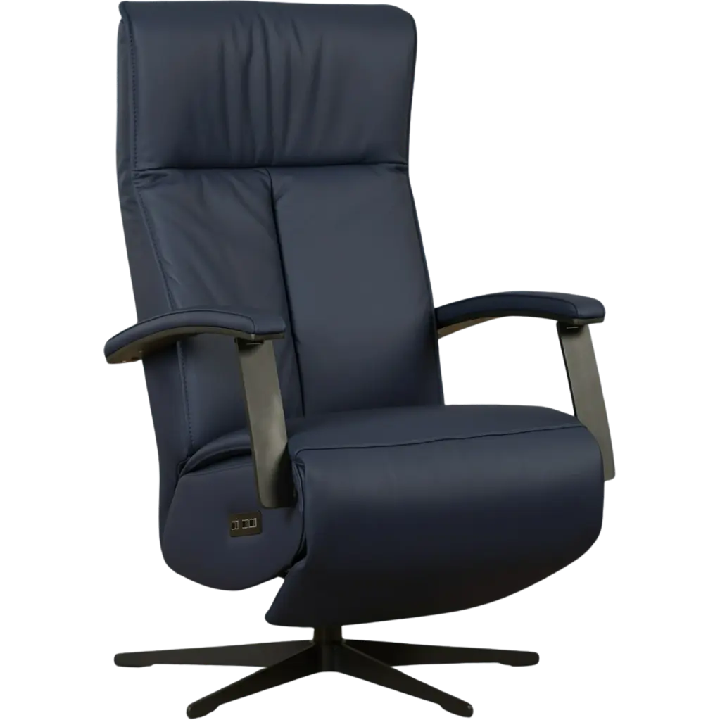 afbeelding van Leren elektrisch relaxfauteuil Pure - Toledo Kobalt (blauw) - medium - stervoet zwart (slank)
