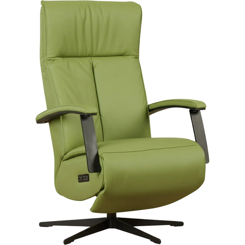 afbeelding van Leren relaxfauteuil met hartbalans Pure - Toledo Lime (felgroen) - large - stervoet zwart (slank)