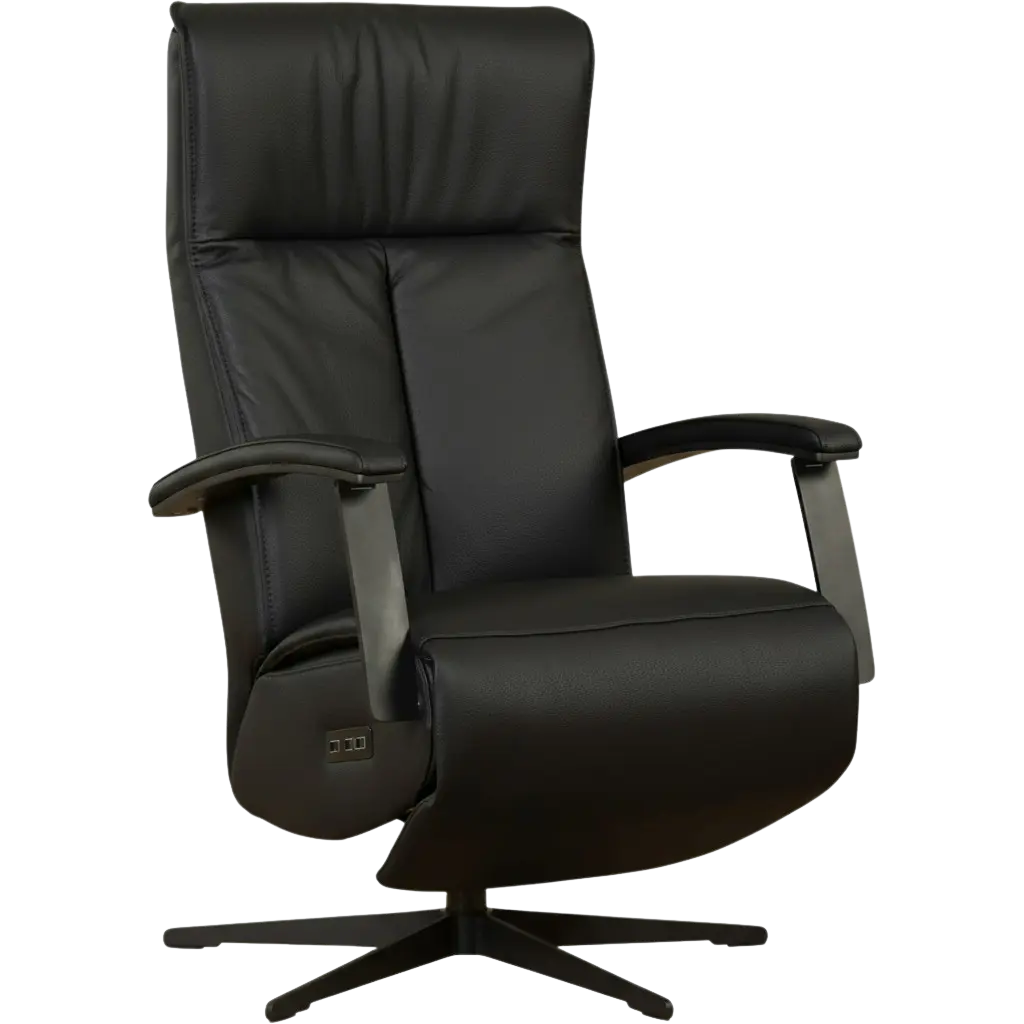 afbeelding van Leren elektrisch relaxfauteuil Pure - Toledo Nero (zwart) - small - stervoet zwart (slank)