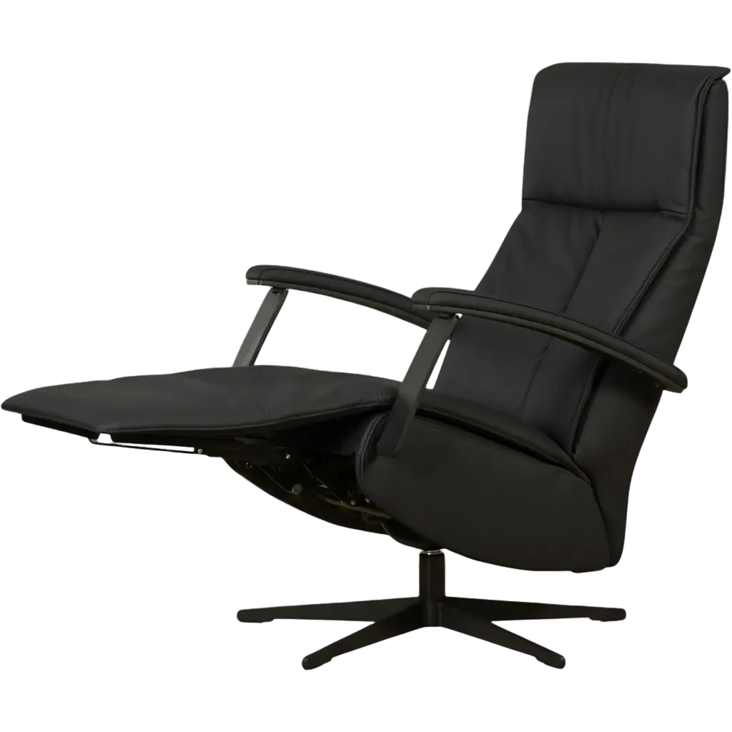 afbeelding van Leren elektrisch relaxfauteuil Pure - Toledo Nero (zwart) - small - stervoet zwart (slank)