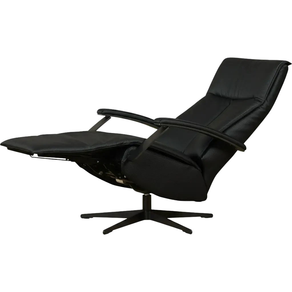afbeelding van Leren elektrisch relaxfauteuil Pure - Toledo Nero (zwart) - small - stervoet zwart (slank)