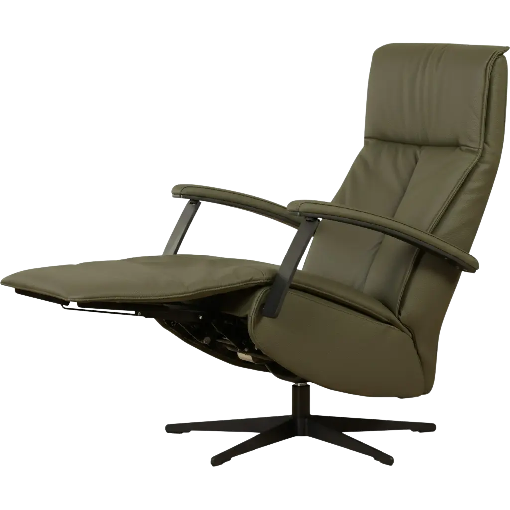 afbeelding van Leren relaxfauteuil met hartbalans Pure - Toledo Olive (olijf/groen) - medium - stervoet zwart (slank)