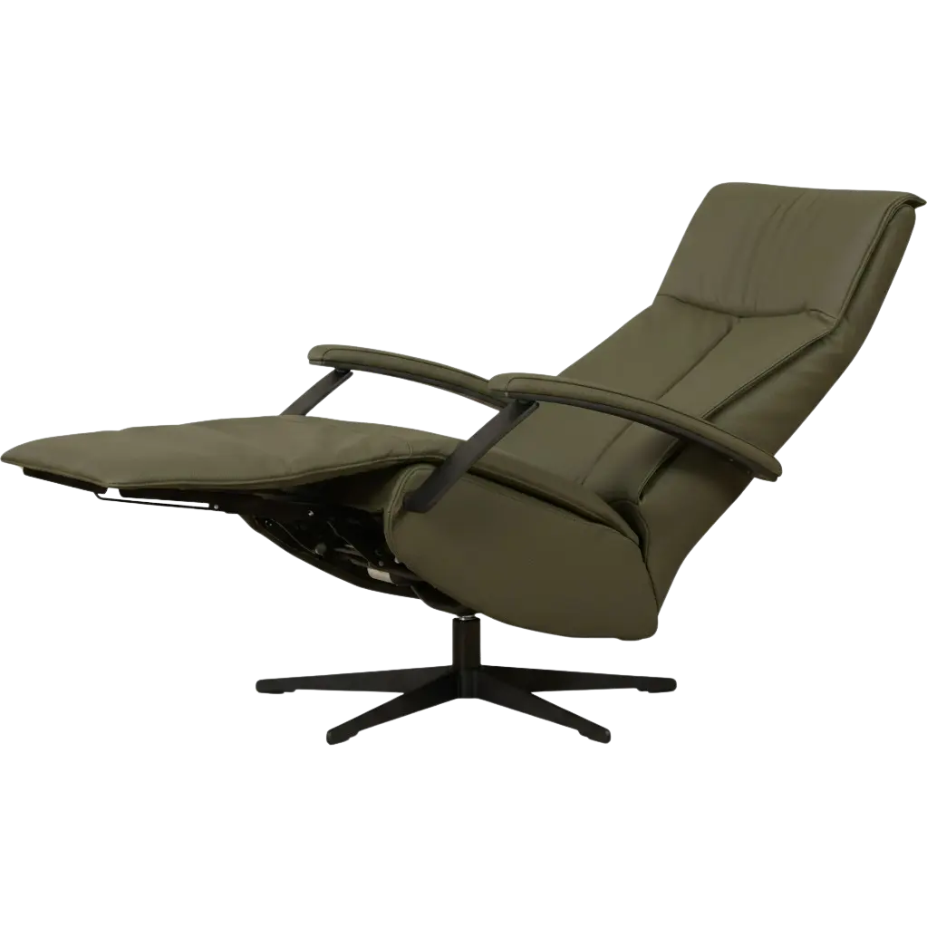 afbeelding van Leren elektrisch relaxfauteuil Pure - Toledo Olive (olijf/groen) - small - stervoet zwart (slank)