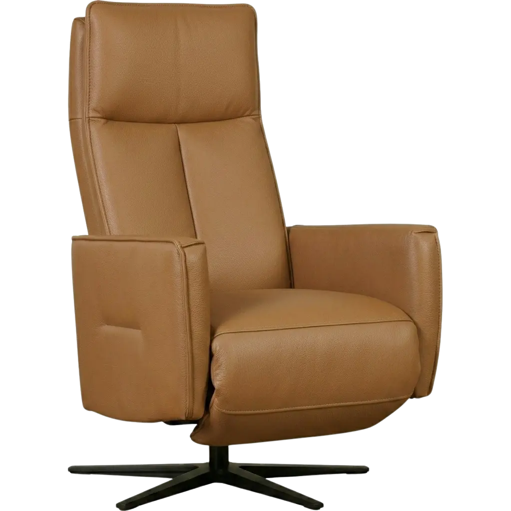 afbeelding van Leren elektrisch relaxfauteuil Honor - Massif Calvados (lichtcognac) - Medium - Stervoet zwart