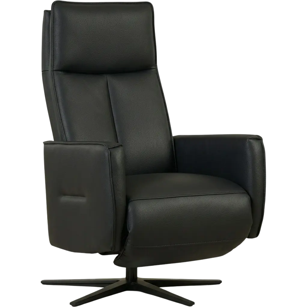 afbeelding van Leren elektrisch relaxfauteuil Honor - Massif Nero (zwart) - Medium - Stervoet zwart