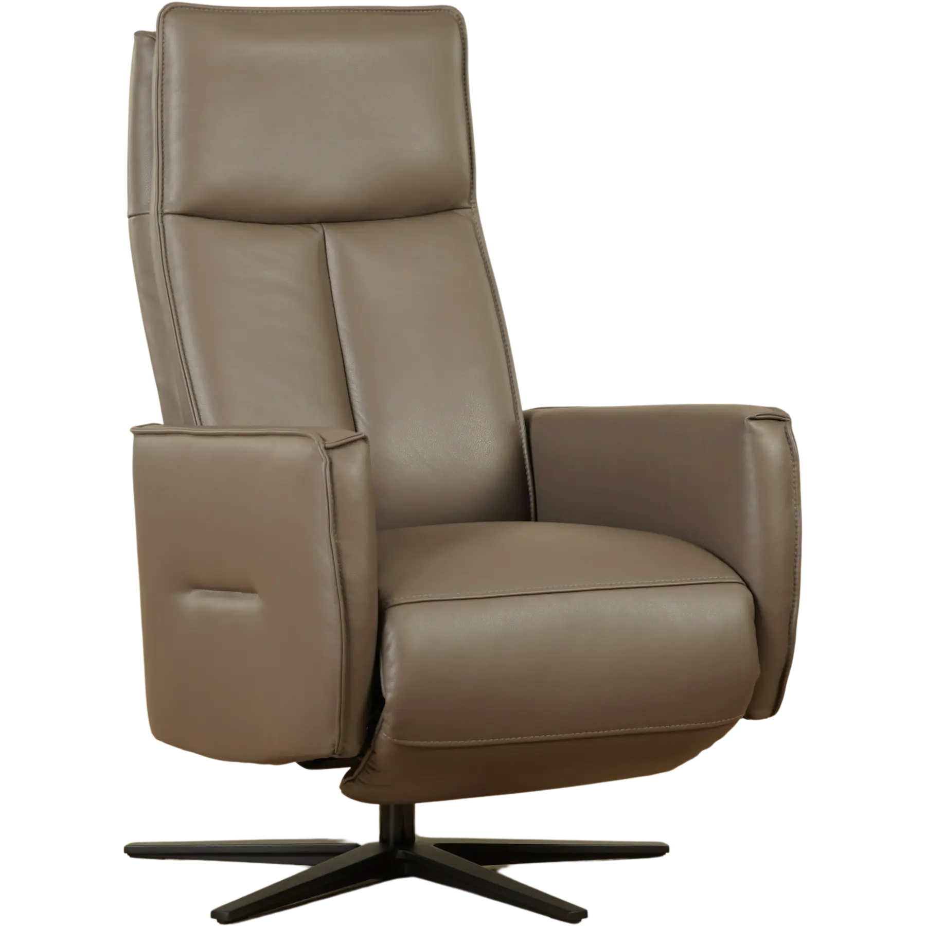 afbeelding van Leren elektrisch relaxfauteuil Honor - Massif Rock (grijs/bruin) - Large - Schotelvoet zwart
