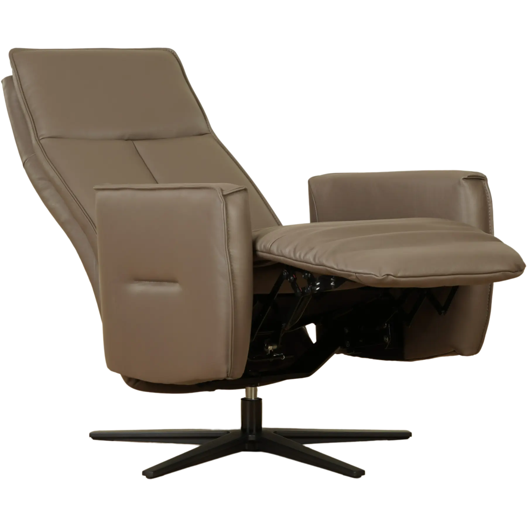 afbeelding van Leren elektrisch relaxfauteuil Honor - Massif Rock (grijs/bruin) - Large - Schotelvoet zwart