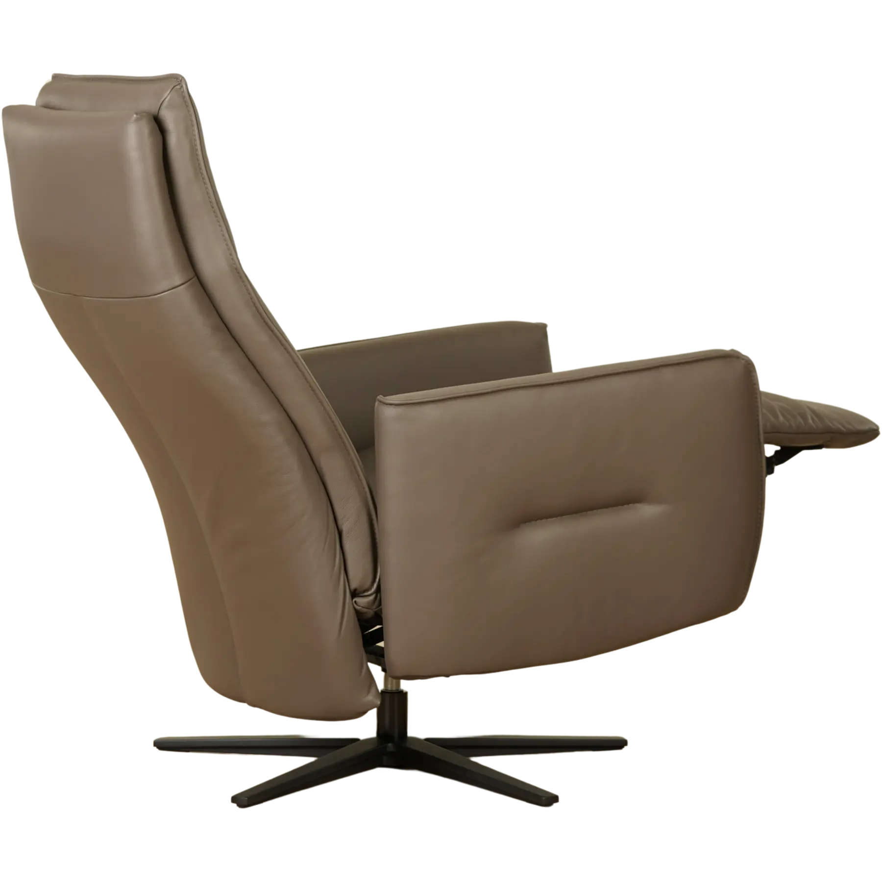 afbeelding van Leren elektrisch relaxfauteuil Honor - Massif Rock (grijs/bruin) - Medium - Schotelvoet zwart