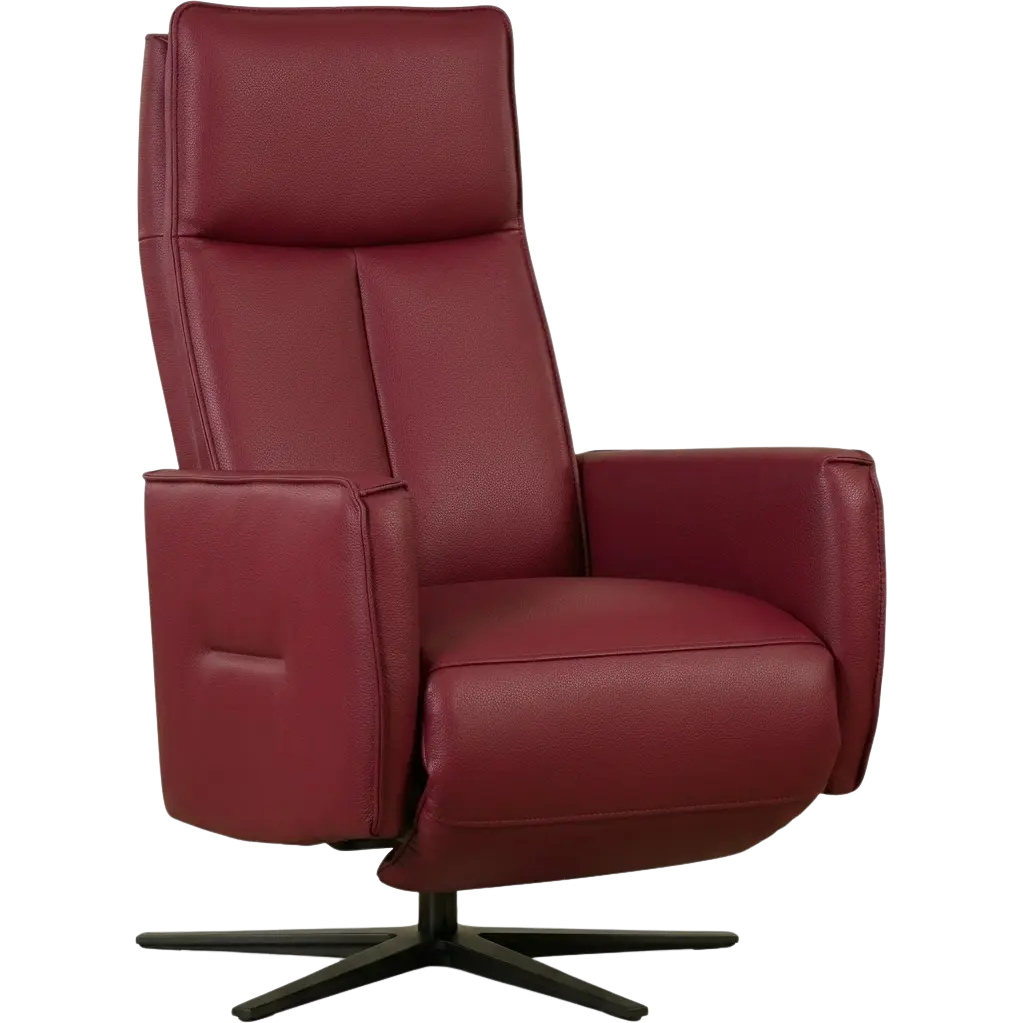 afbeelding van Leren elektrisch relaxfauteuil Honor - Massif Rubino (donkerrood) - Medium - Stervoet zwart