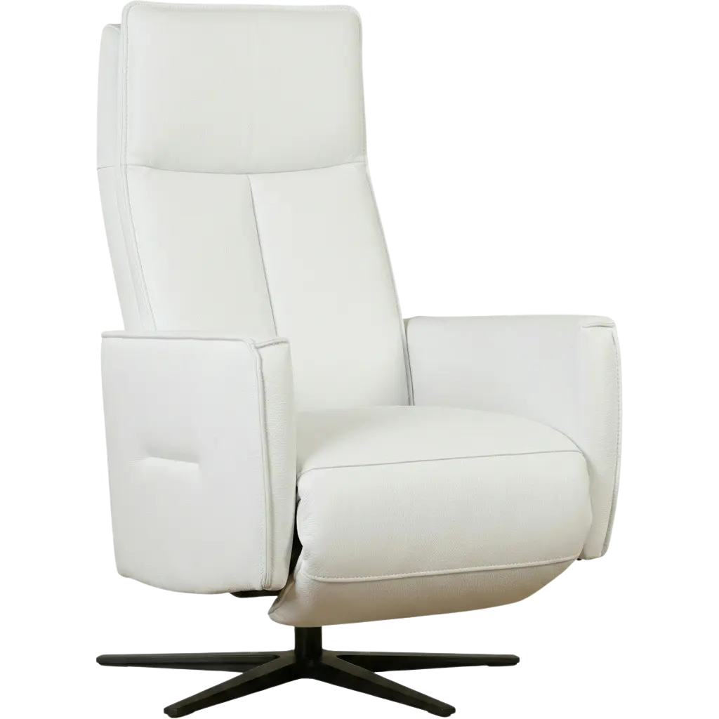 afbeelding van Leren elektrisch relaxfauteuil Honor - Massif White (wit) - Medium - Stervoet zwart