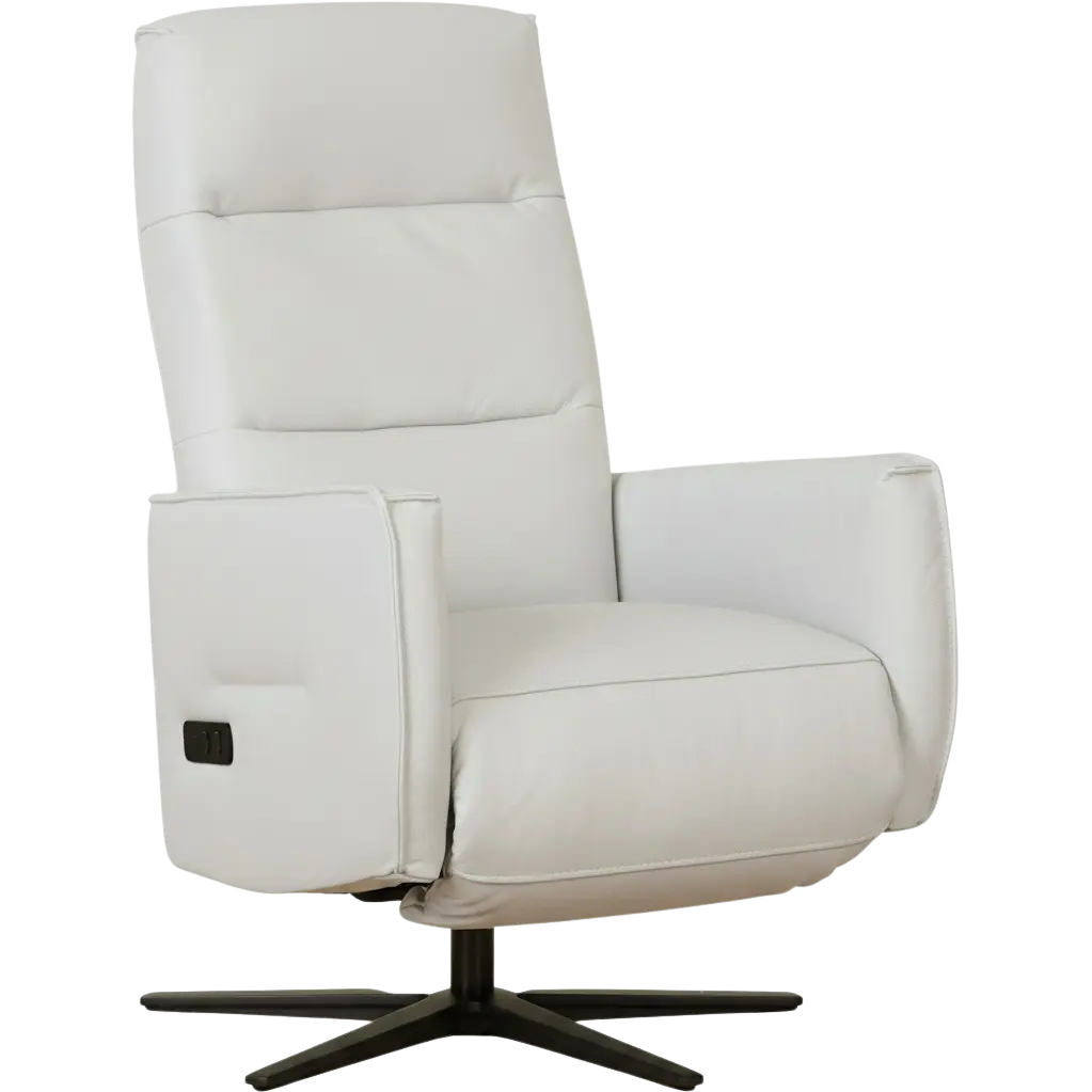 afbeelding van Leren elektrisch relaxfauteuil Pride - Toledo Bianco (gebroken wit) - Medium - Schotelvoet zwart