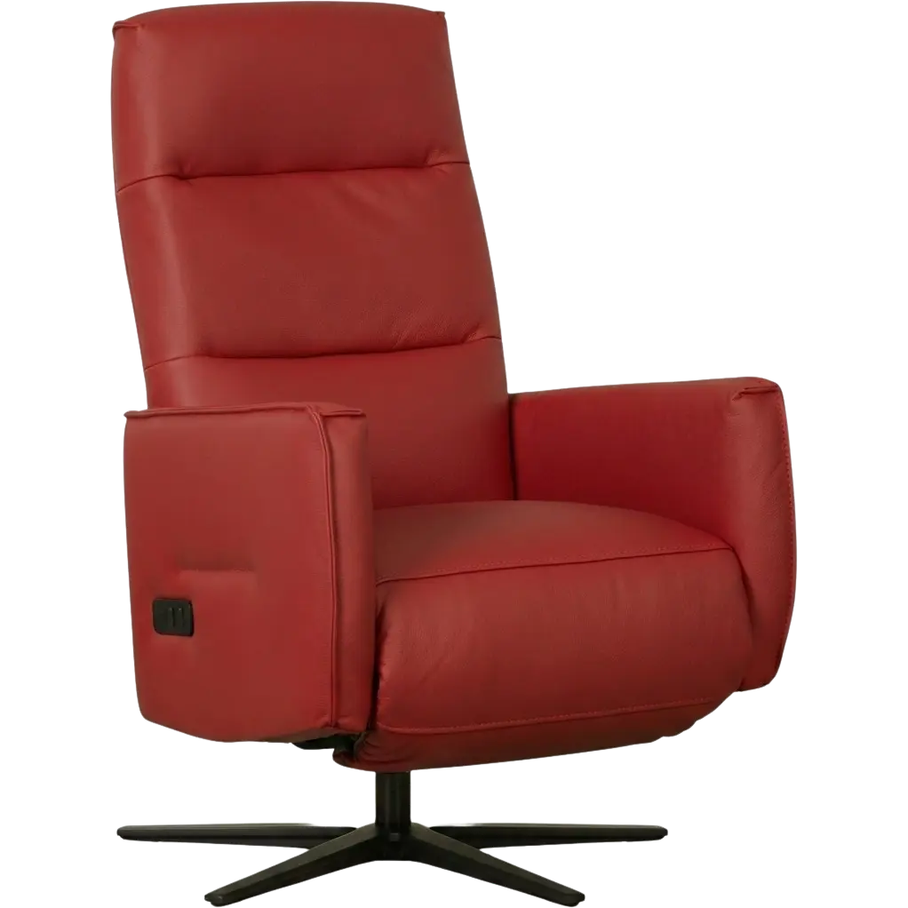 afbeelding van Leren elektrisch relaxfauteuil Pride - Toledo Ducati (rood) - Medium - Stervoet zwart