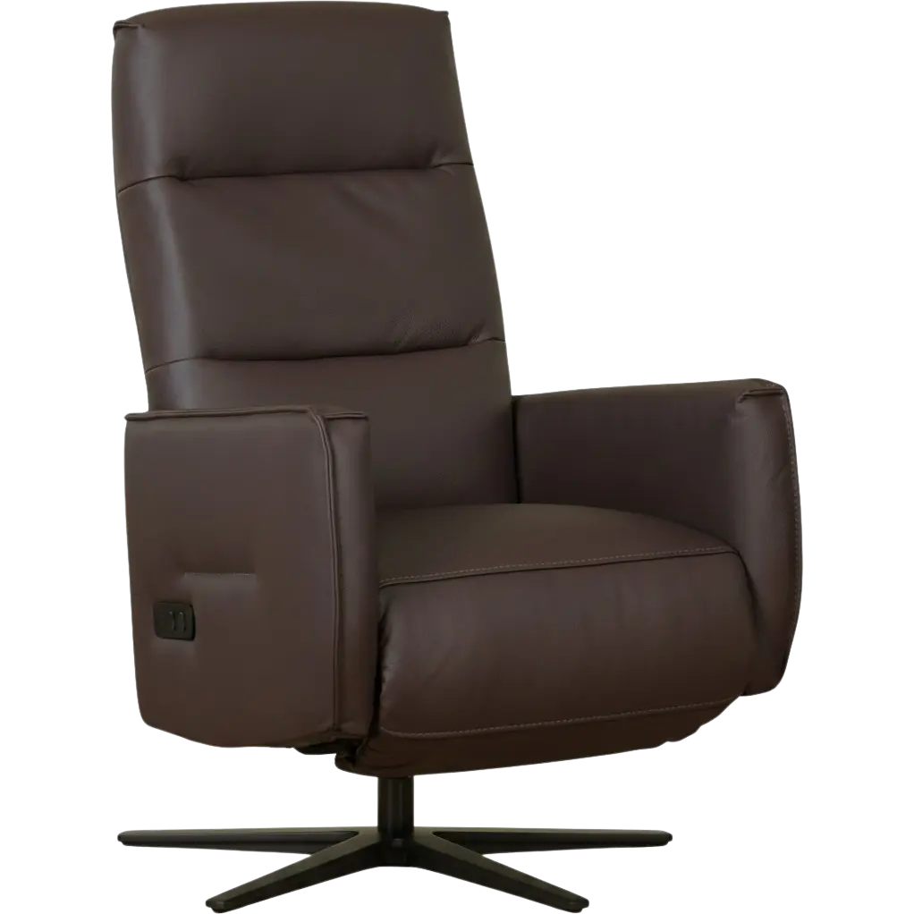 afbeelding van Leren elektrisch relaxfauteuil Pride - Toledo Espresso (bruin) - Medium - Schotelvoet zwart
