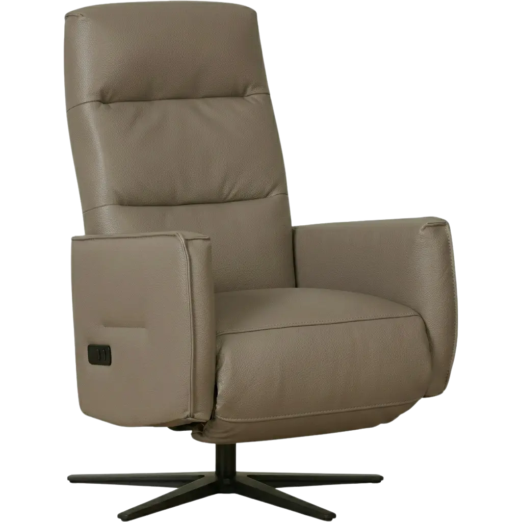 afbeelding van Leren elektrisch relaxfauteuil Pride - Toledo Mocca (taupe/bruin) - Medium - Stervoet zwart