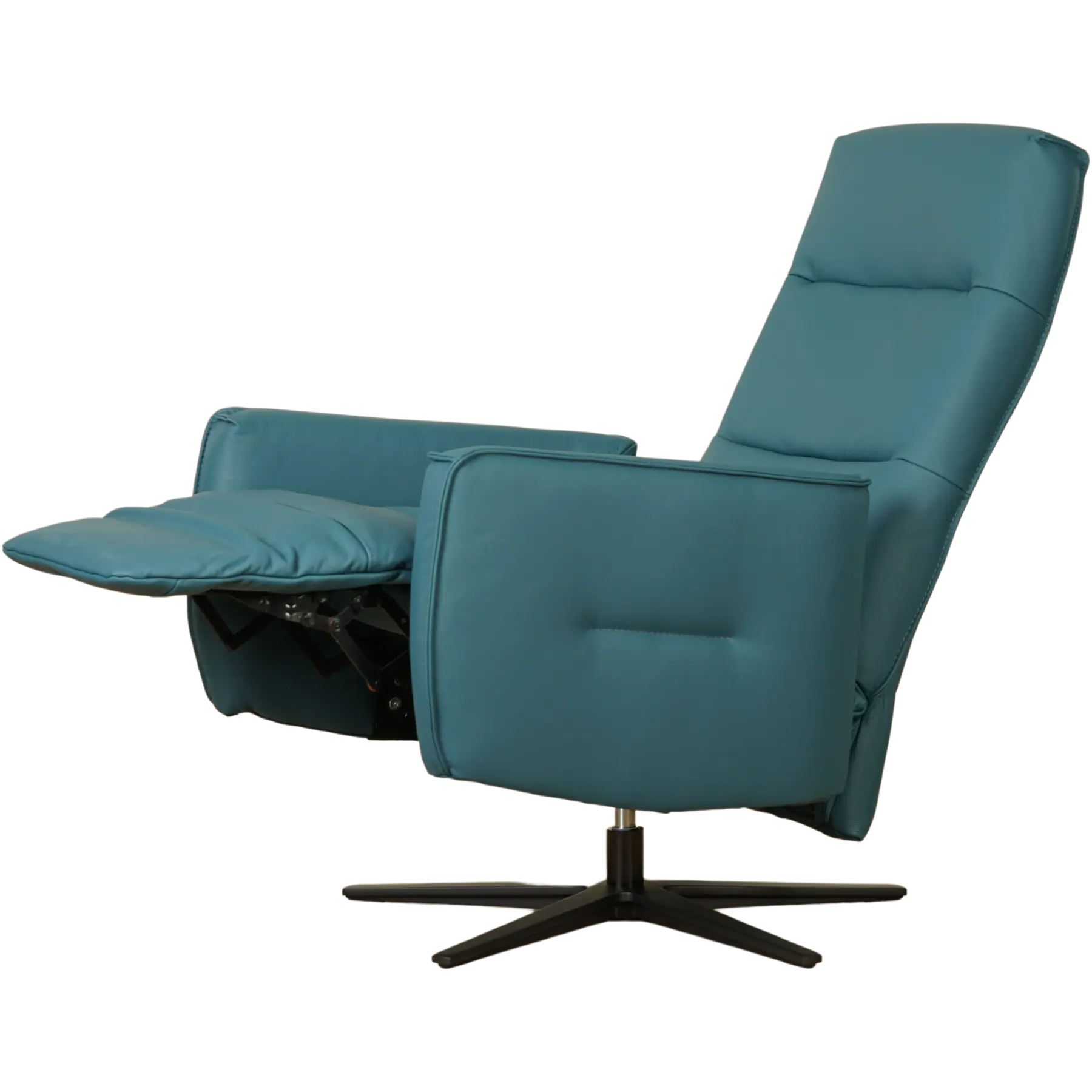 afbeelding van Leren elektrisch relaxfauteuil Pride - Toledo Turquoise (blauw) - Medium - Schotelvoet zwart