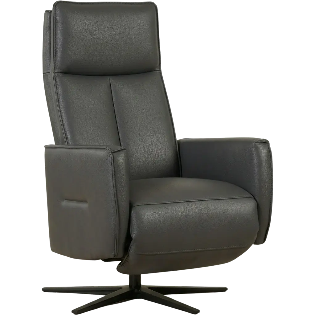 afbeelding van Leren handmatige relaxfauteuil Honor - Massif Antracite (donkergrijs) - Medium - Stervoet zwart