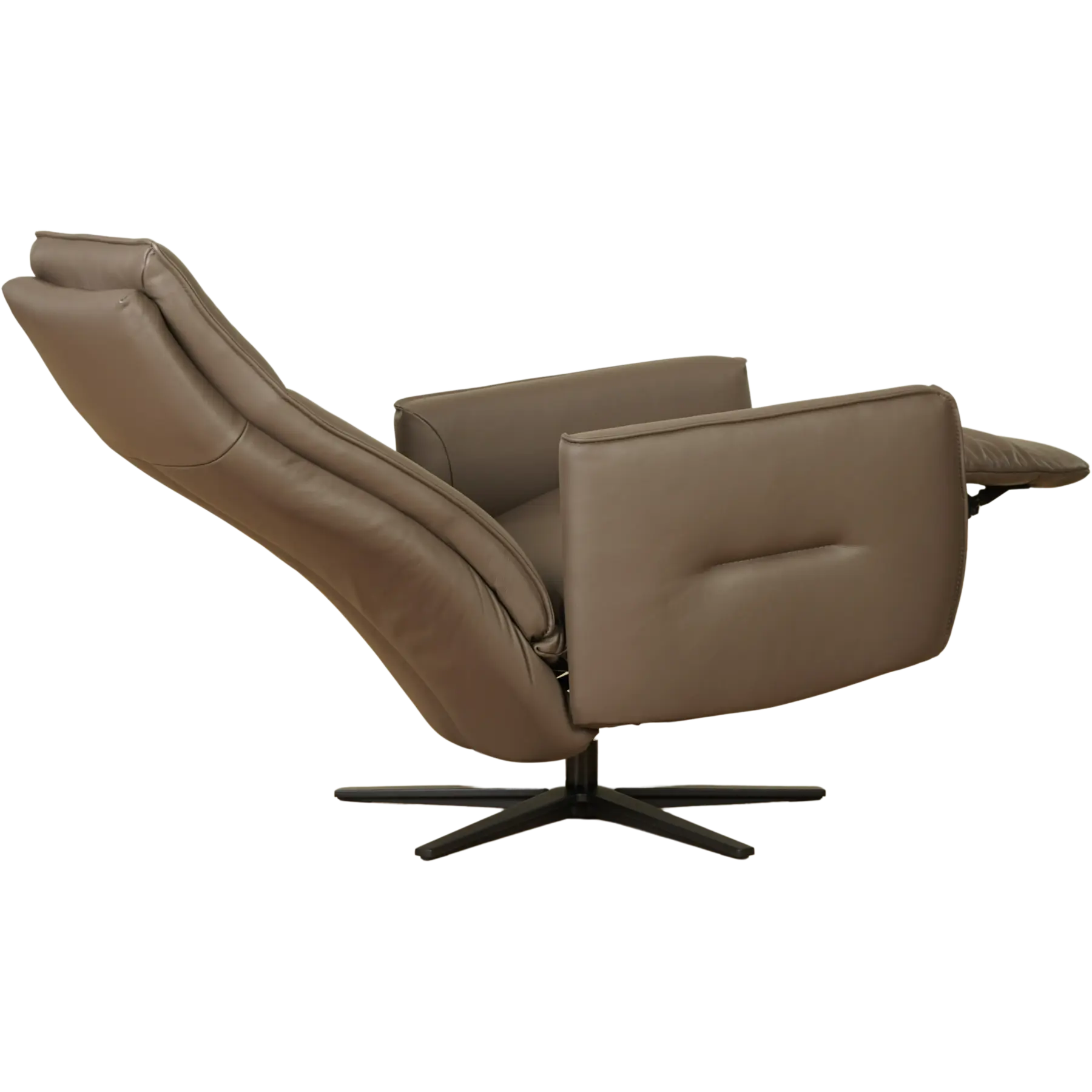 afbeelding van Leren handmatige relaxfauteuil Honor - Massif Rock (grijs/bruin) - Large - Schotelvoet zwart