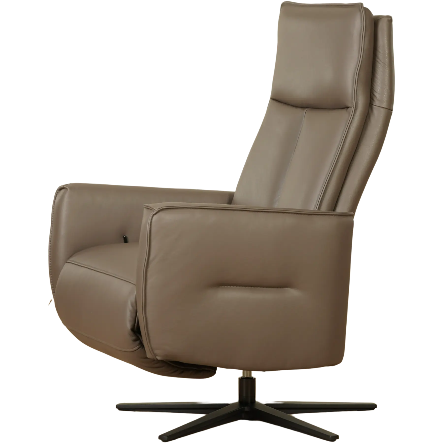 afbeelding van Leren handmatige relaxfauteuil Honor - Massif Rock (grijs/bruin) - Small - Schotelvoet zwart
