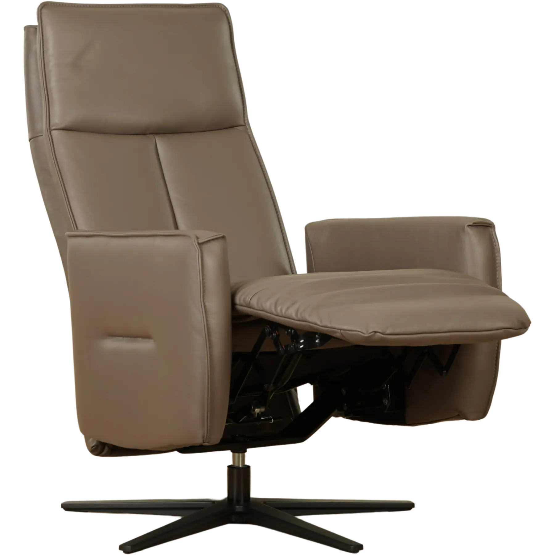 afbeelding van Leren handmatige relaxfauteuil Honor - Massif Rock (grijs/bruin) - Small - Schotelvoet zwart