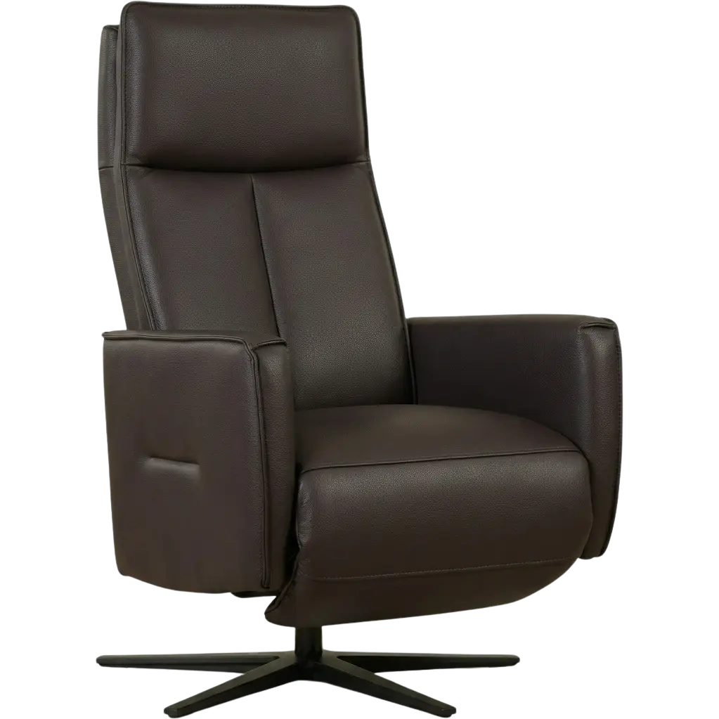 afbeelding van Leren handmatige relaxfauteuil Honor - Toledo Caffe (donkerbruin) - Medium - Stervoet zwart
