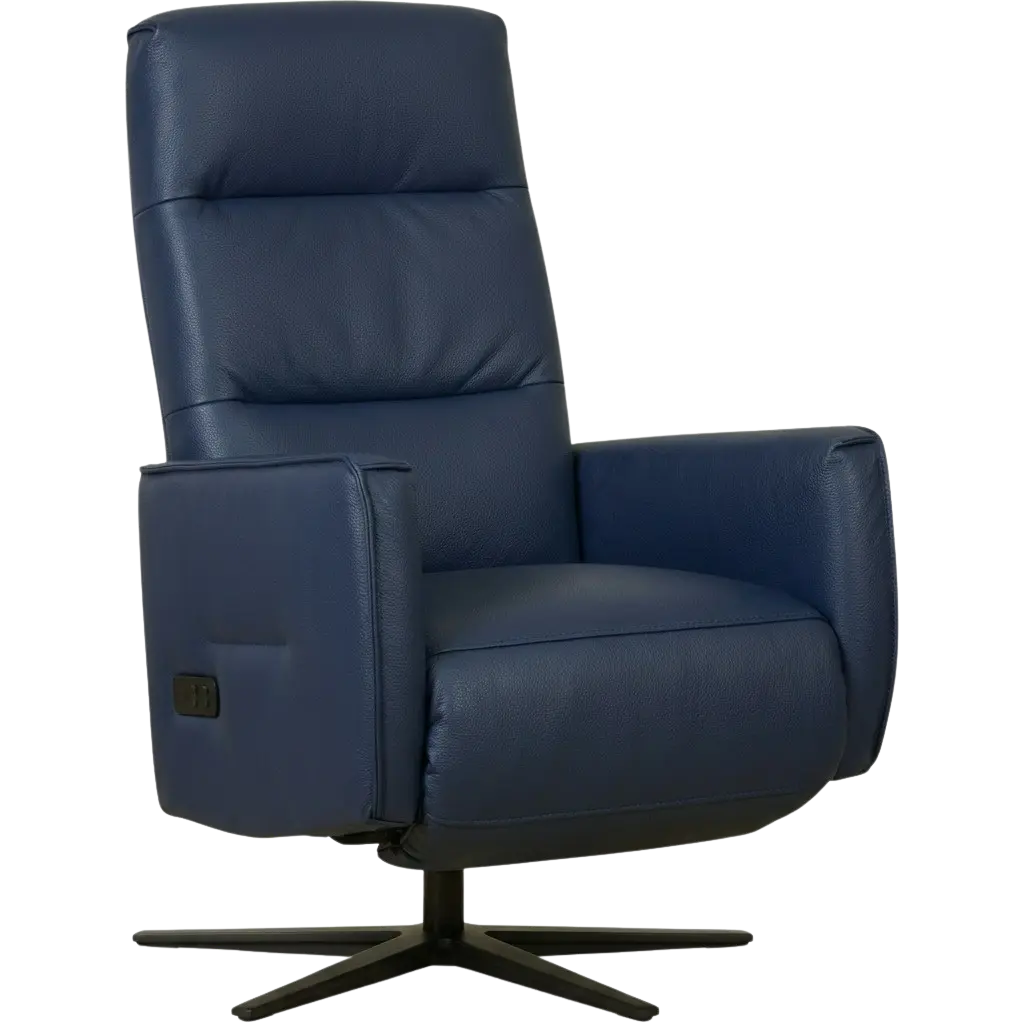 afbeelding van Leren handmatige relaxfauteuil Pride - Toledo Kobalt (blauw) - Medium - Stervoet zwart
