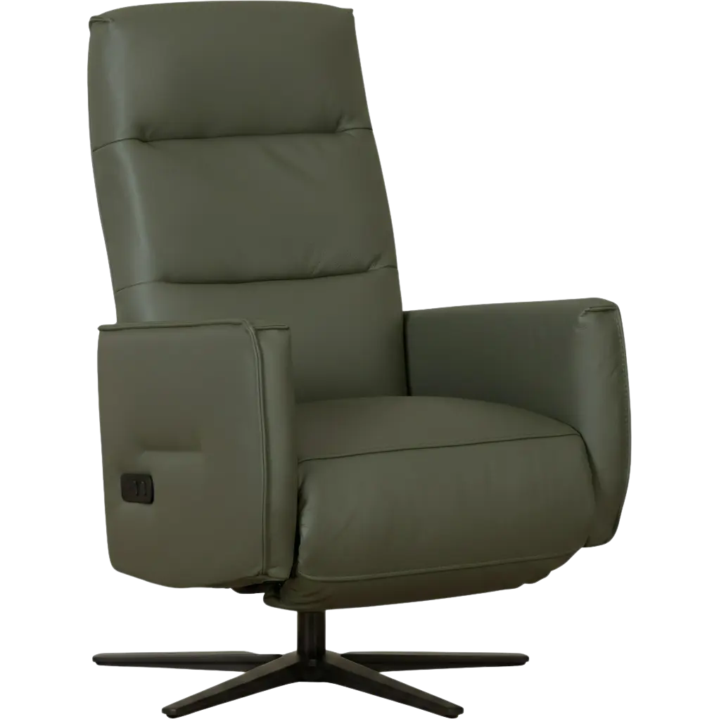 afbeelding van Leren handmatige relaxfauteuil Pride - Toledo Olive (olijf/groen) - Large - Schotelvoet zwart