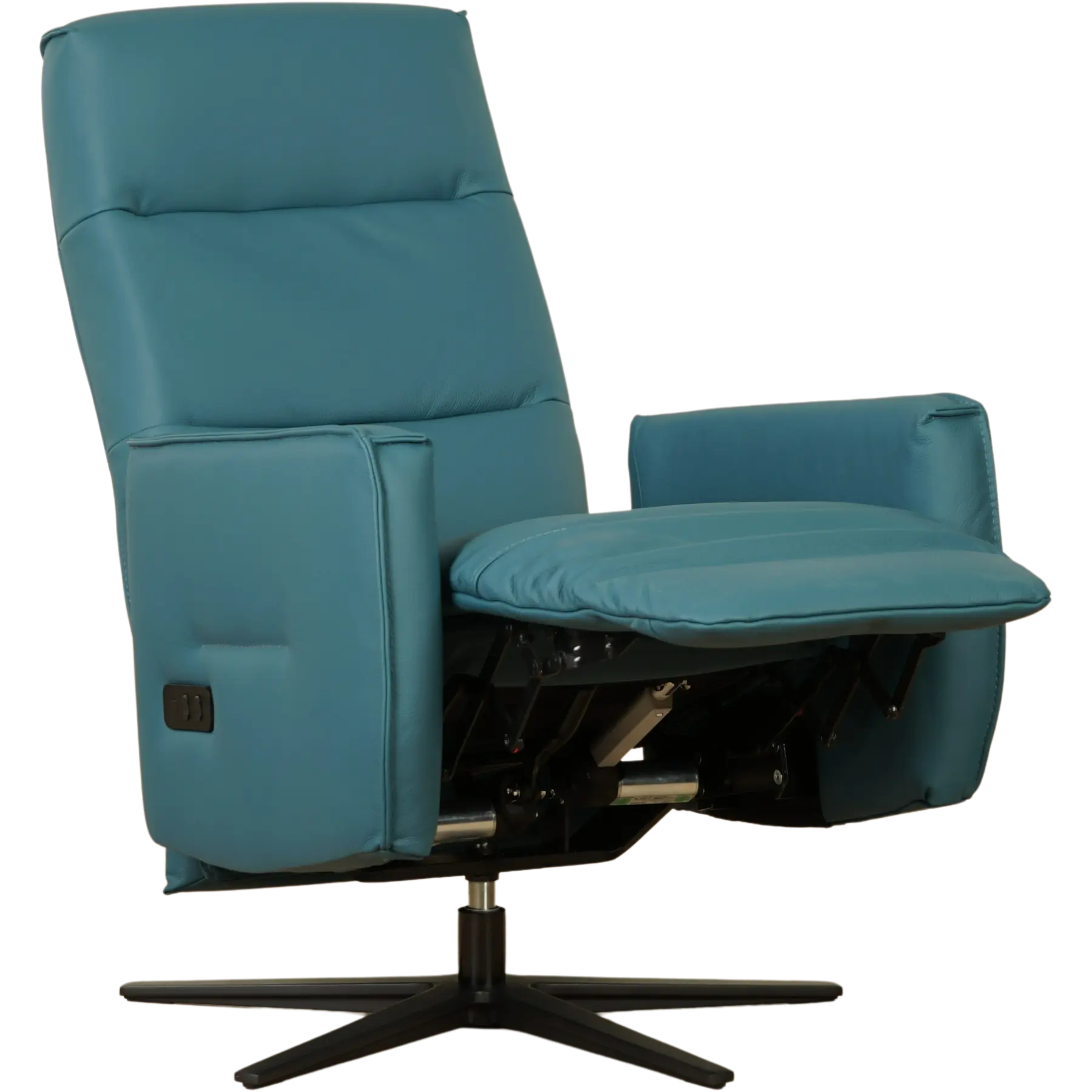 afbeelding van Leren handmatige relaxfauteuil Pride - Toledo Turquoise (blauw) - Large - Schotelvoet zwart